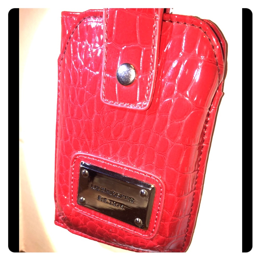 Liz Claiborne Red Faux Croc Phone Wristlet